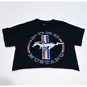 Junk Food Ford Mustang Crop Top Women’s Small Black Vintage Graphic Tee